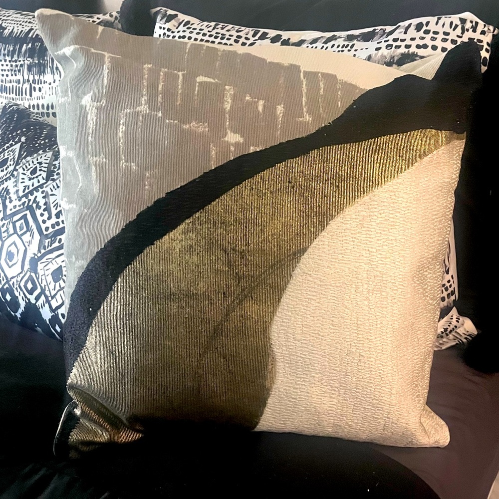 West Elm Gold and Black Accent Pillow